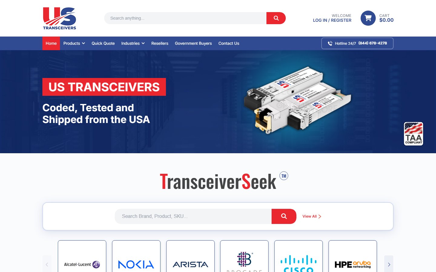 US Transceivers homepage screenshot
